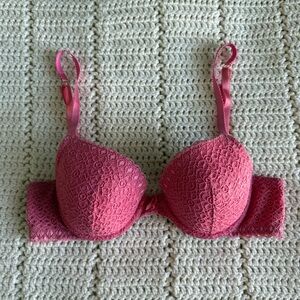 Aerie Sofie Bra Lightly Lined Peony Pink Crochet Floral Lace Size 34B